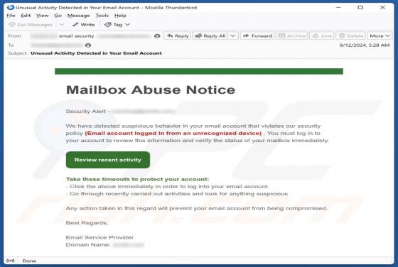 Mailbox Abuse Notice Email Betrug