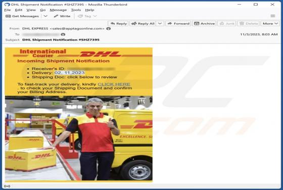DHL - Incoming Shipment Notification Email Betrug