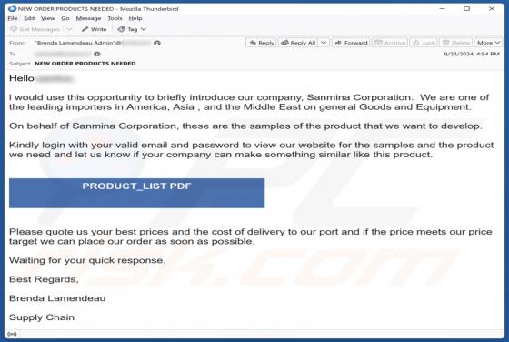 Samples Of The Product Email Betrug