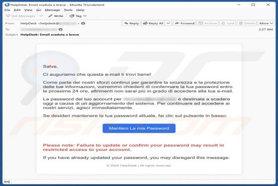 HelpDesk Password Confirmation Email Betrug