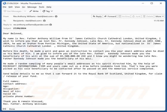 Beneficiary Of Will Email Betrug