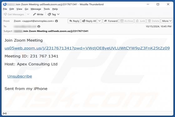 Join Zoom Meeting Email Betrug