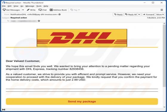 DHL Delivery Payment Email Betrug