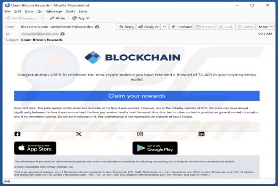 Blockchain Rewards Email Betrug