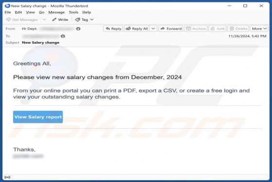 New Salary Changes Email Betrug