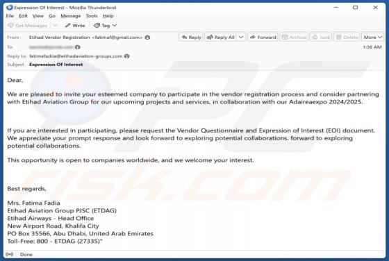 Etihad Email Betrug