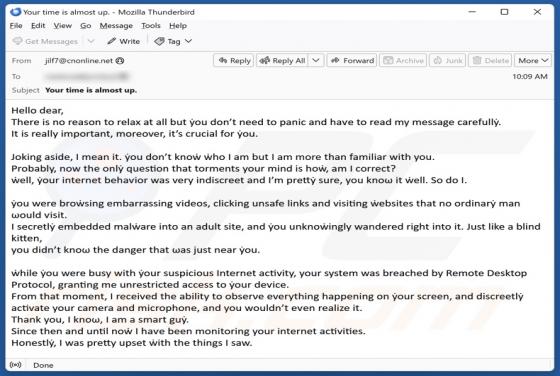 Your System Was Breached By Remote Desktop Protocol Email Betrug