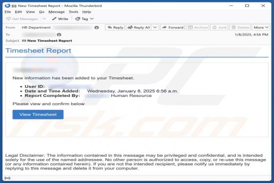Timesheet Report Email Betrug