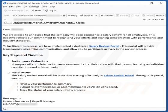 Salary Review Email Betrug
