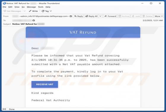 VAT Refund Email Betrug