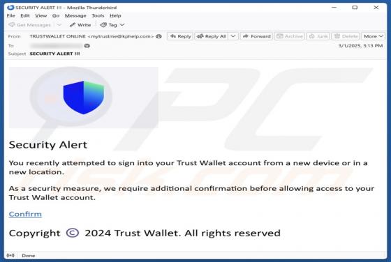 Trust Wallet Sign-In Attempt Email Betrug