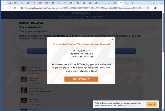 Congratulations! You Have Been Chosen! POP-UP Betrug