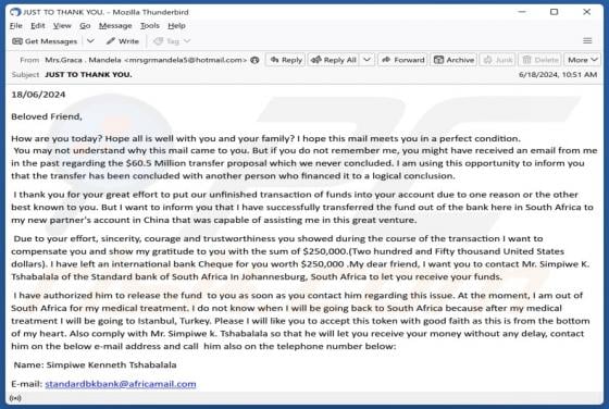 Fund Transaction Email Betrug