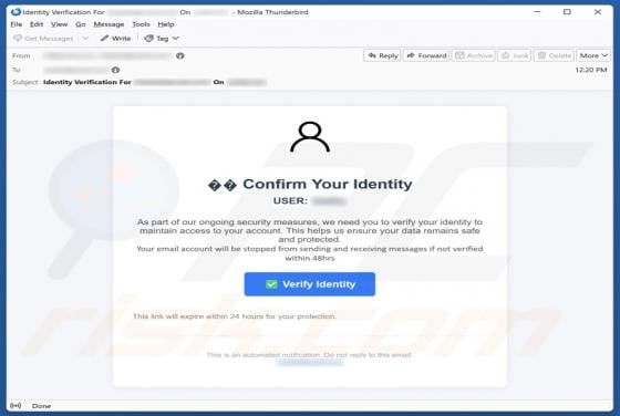 Confirm Your Identity Email Betrug