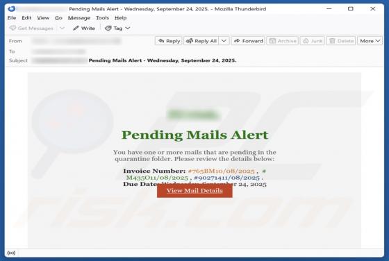 Pending Mails Alert Betrug