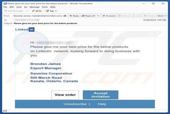 LinkedIn Invitation Email Betrug