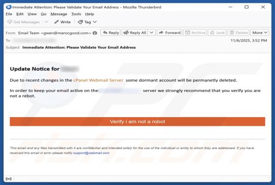 Changes In The cPanel Webmail Server Email Betrug