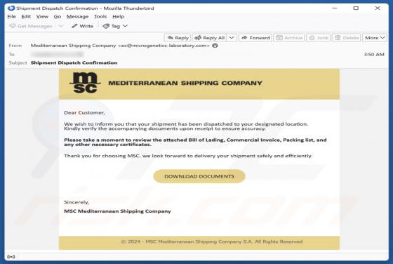 Mediterranean Shipping Company Email Betrug