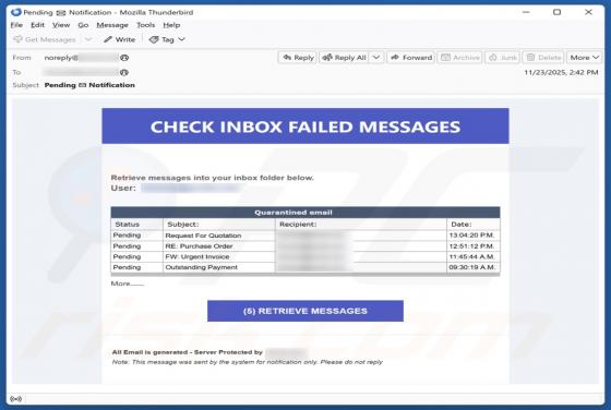 Check Inbox Failed Messages Email Betrug