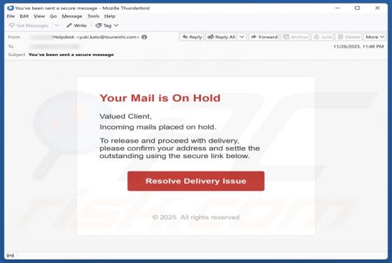 Your Mail Is On Hold Betrug
