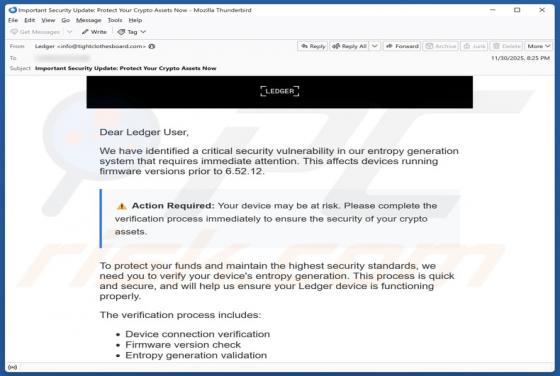 Ledger - Critical Security Vulnerability Email Betrug