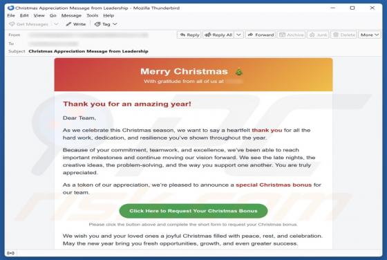 Special Christmas Bonus Email Betrug