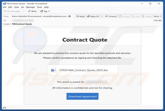 Contract Quote Email Betrug