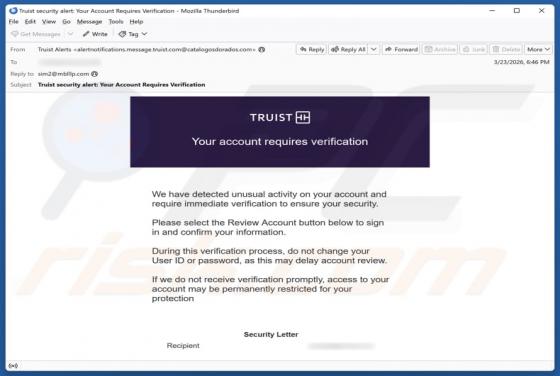 Truist - Account Requires Verification Email Betrug