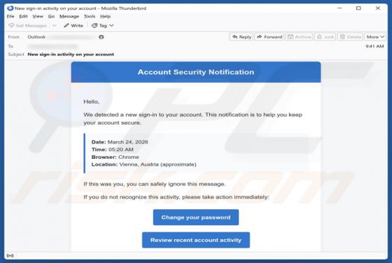 Account Security Notification Email Betrug