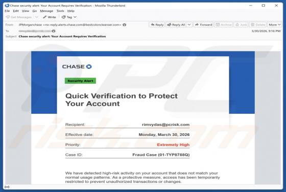 Chase -  Verification To Protect Your Account E-Mail-Betrug
