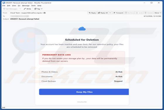 Cloud Account Scheduled For Deletion E-Mail-Betrug