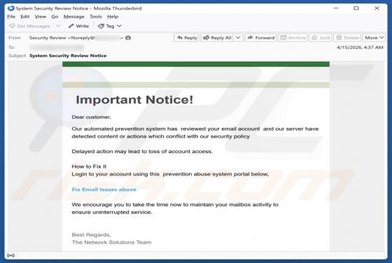 Content Or Actions Conflict With Our Security Policy E-Mail-Betrug
