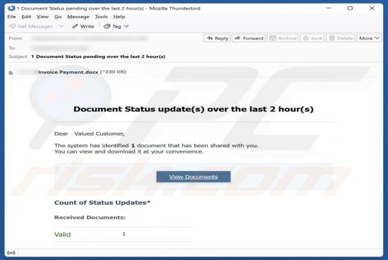 Document Status Update E-Mail-Betrug