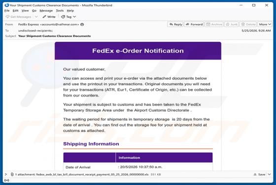 FedEx e-Order Notification E-Mail-Virus