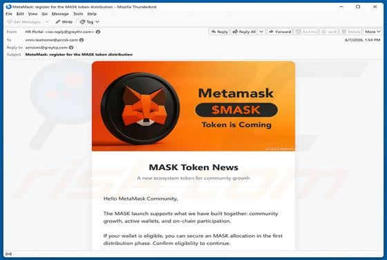 MetaMask ($MASK) Token Allocation E-Mail-Betrug