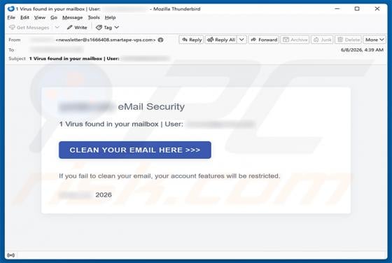 Virus Found In Your Mailbox E-Mail-Betrug