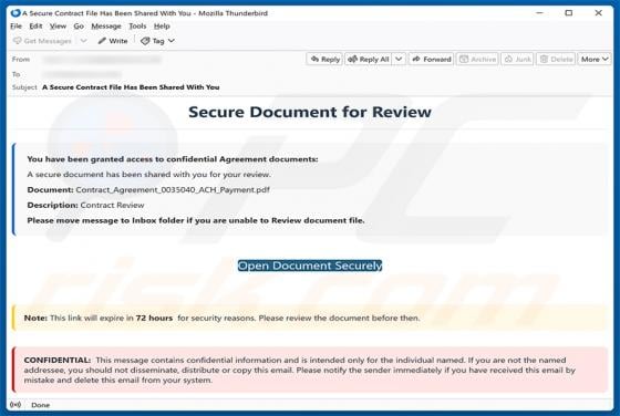 Secure Document For Review E-Mail-Betrug