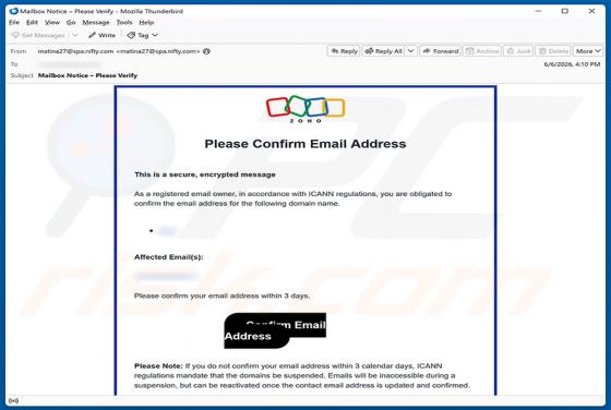 Zoho Email Address Verification Betrug