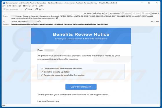 Benefits Review Notice E-Mail-Betrug