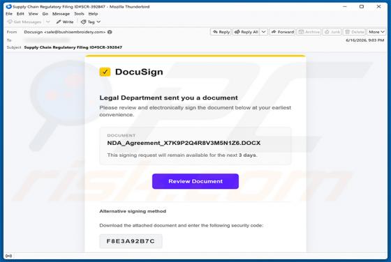 DocuSign - Legal Department Document E-Mail-Virus