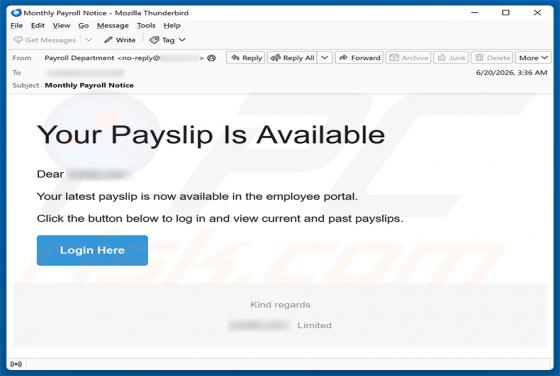 Your Payslip Is Available E-Mail-Betrug