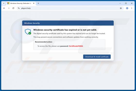Windows Security Certificate Expired/Invalid POP-UP-Betrug