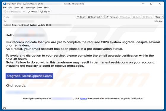 Required System Upgrade E-Mail-Betrug