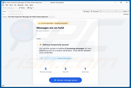 Messages Are On Hold E-Mail-Betrug
