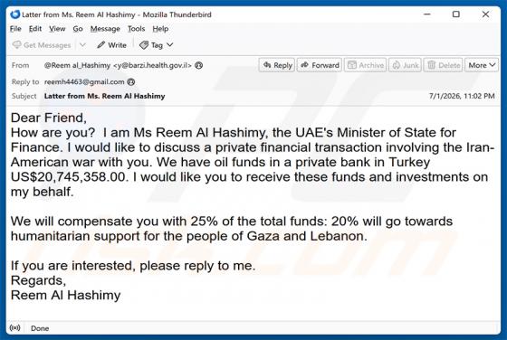 Private Financial Transaction E-Mail-Betrug