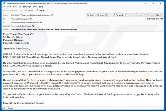 Payment Order Award E-Mail-Betrug