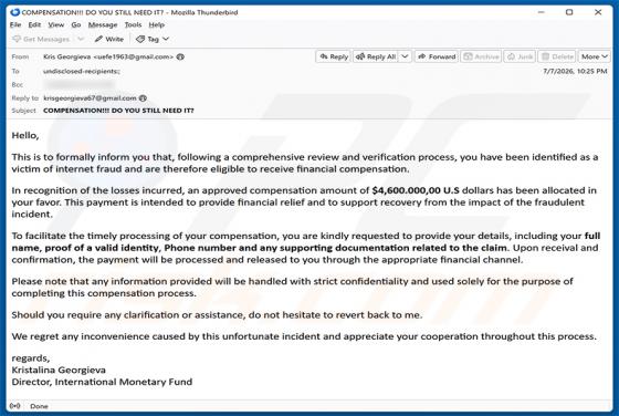 Internet Fraud Victim Compensation E-Mail-Betrug