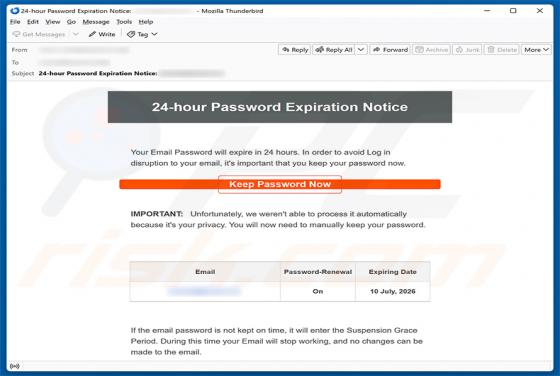 24-Hour Password Expiration Notice E-Mail-Betrug