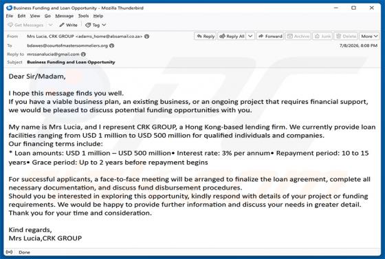 Business Funding Opportunities E-Mail-Betrug