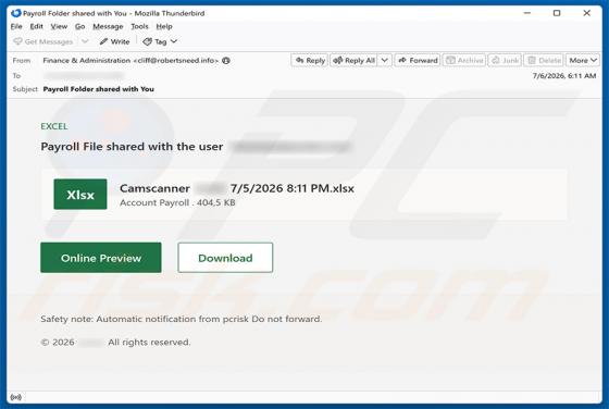 Payroll File Shared E-Mail-Betrug